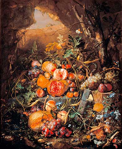 Jan Davidsz de Heem (1606 – 1683) "Still life with fruit, flowers, mushrooms, insects, snails and reptiles"